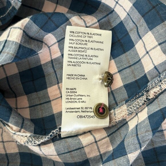 Pilcro Anthropologie Plaid Buttondown Shirt (Size M) Tavi Floral Ruffle Collar - Picture 12 of 13